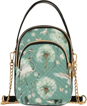 Butterflies with Dandelion Crossbody Handbags for Women Casual Leather Shoulder Phone Purse