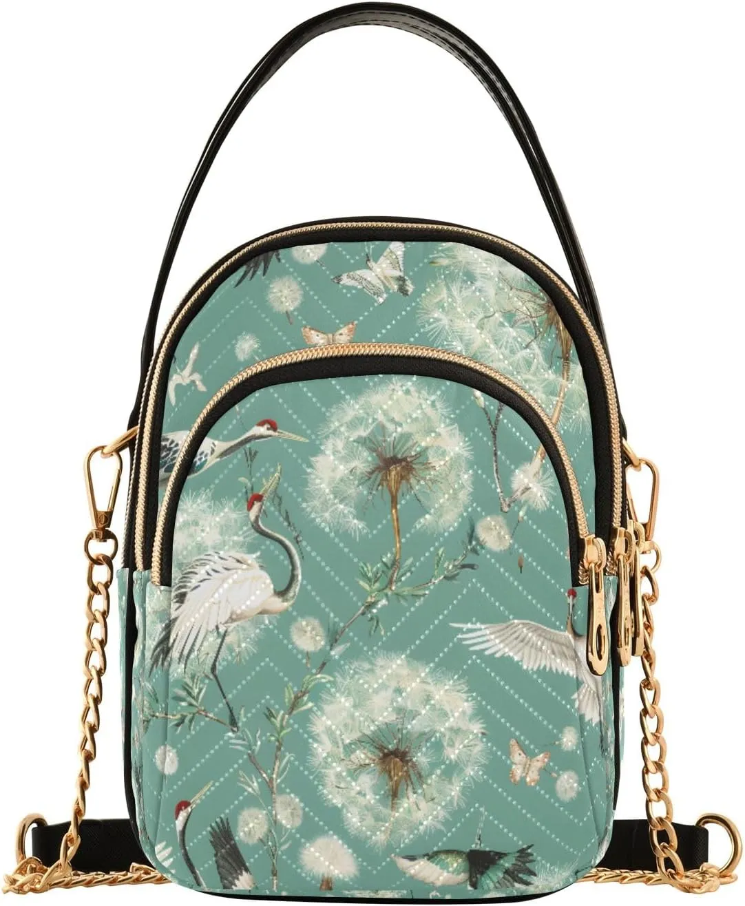 Butterflies with Dandelion Crossbody Handbags for Women Casual Leather Shoulder Phone Purse