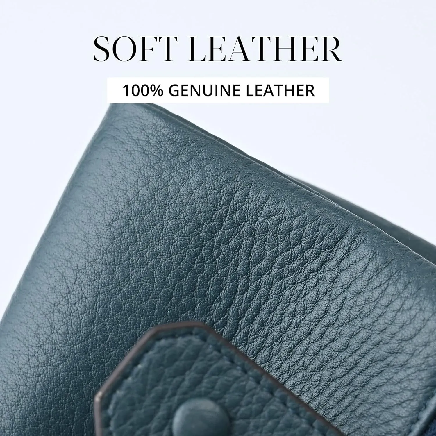Bveyzi Small Soft Leather Wallet for Women RFID Blocking Ladies Card Holder with Double Zipper Pocket