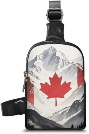 Canada Mount Print Sling Bag Crossbody Backpack for Women, Canada Flag Chest Shoulder Backpack Fanny Pack Travel Purse with Adjustable Strap