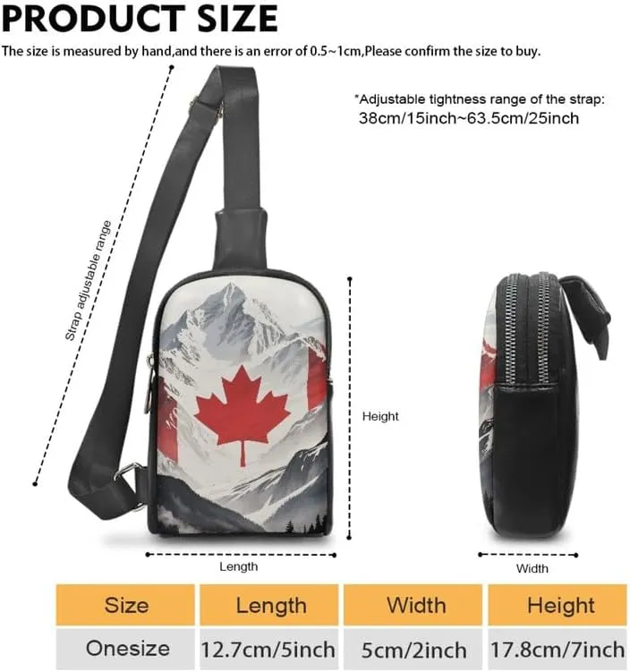 Canada Mount Print Sling Bag Crossbody Backpack for Women, Canada Flag Chest Shoulder Backpack Fanny Pack Travel Purse with Adjustable Strap