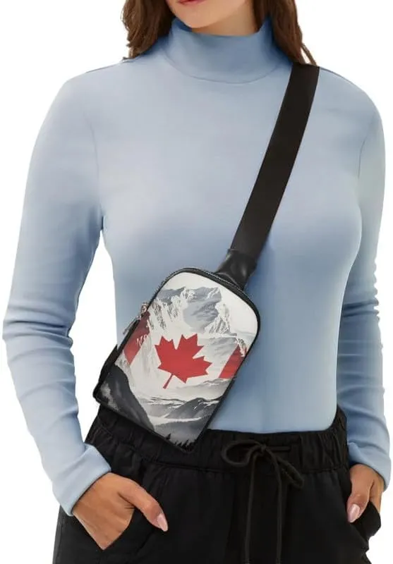 Canada Mount Print Sling Bag Crossbody Backpack for Women, Canada Flag Chest Shoulder Backpack Fanny Pack Travel Purse with Adjustable Strap