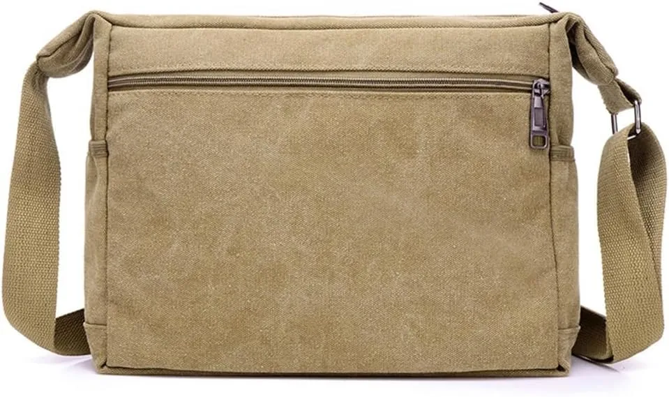 Canvas Crossbody Bag for Men Casual Shoulder Bag with Large Capacity Multi Layer Satchel for Travel and Work