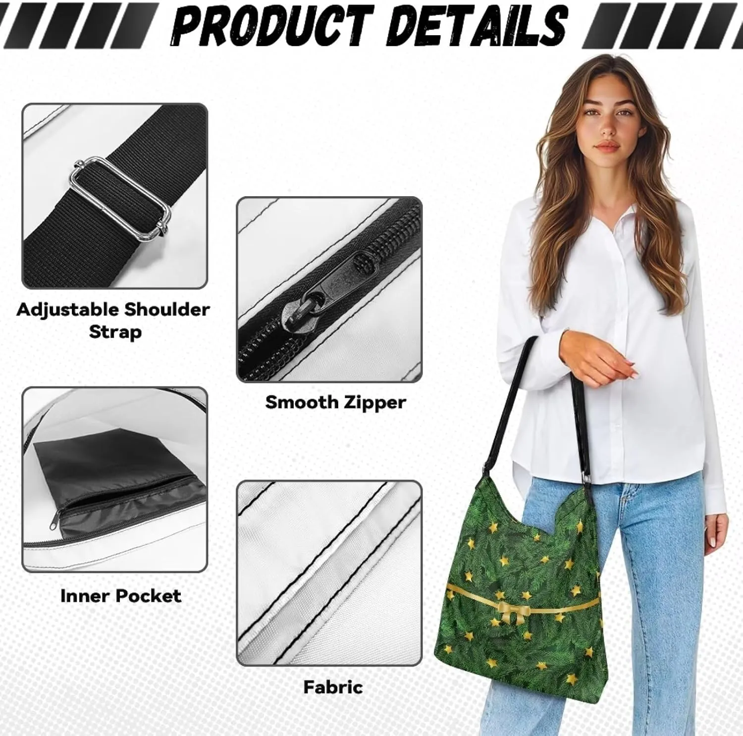 Canvas Crossbody Bag with Zipper Women Handbag Shoulder Bag Large Size Shoulder Purse Handbag Tote Bag with Strap