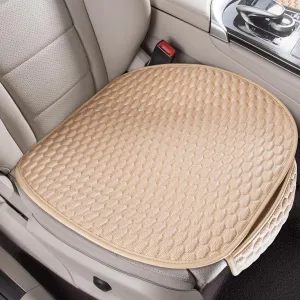 CAPITAUTO Car Seat Covers Cushion Pad,2PCS Front Bottom Seat Covers for Cars,Super Breathable,Storage Bags,Anti-Slip,Universal Automotive Seat Covers Fit for Most Sedans SUV Pick-up(2Pcs Beige)