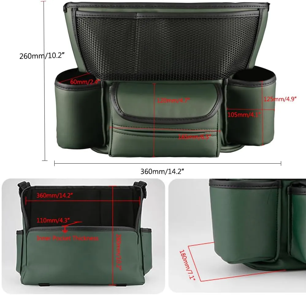 Car Handbag Holder Between Seats, PU Leather Large Capacity Car Purse Holder for Front Seat, Seat Back Net Bag Double-sided Tissue Storage Handbag Holder Car Accessories (Army Green)
