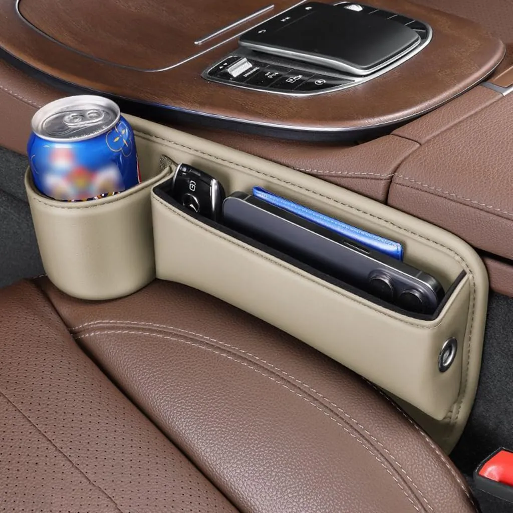 Car Seat Gap Filler Organizer for Land Rover Range Rover Evoque I 2012 2013 2014 2015 2016 2017 2018, Car Gap Filler Car Seat Storage Box Seat Gap Storage Box Car Accessories,Beige