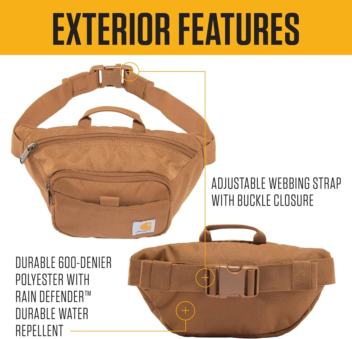 Carhartt Adjustable Waist Pack, Durable, Water Resistant Hip Pack