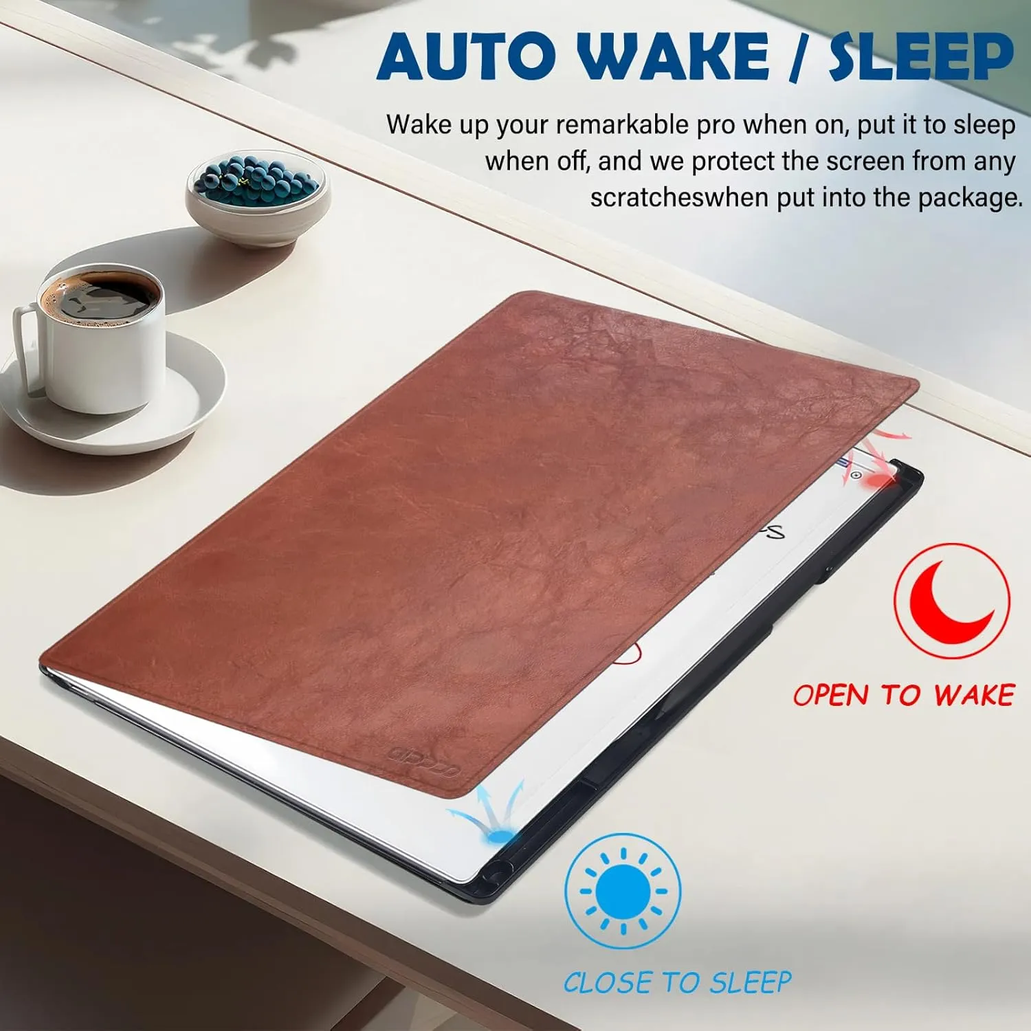 Case for Remarkable Paper Pro Tablet 11.8" (Released in 2024), Hard Back Shell Protective Book Folio Cover with Built-in Pen Holder, with Auto Sleep/Wake Function.