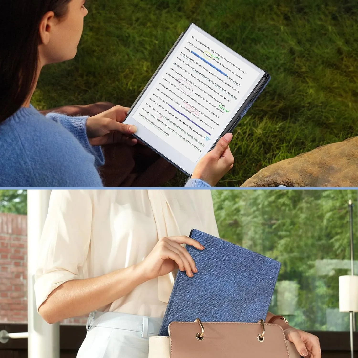 Case for Remarkable Paper Pro Tablet 11.8" (Released in 2024), Hard Back Shell Protective Book Folio Cover with Built-in Pen Holder, with Auto Sleep/Wake Function.