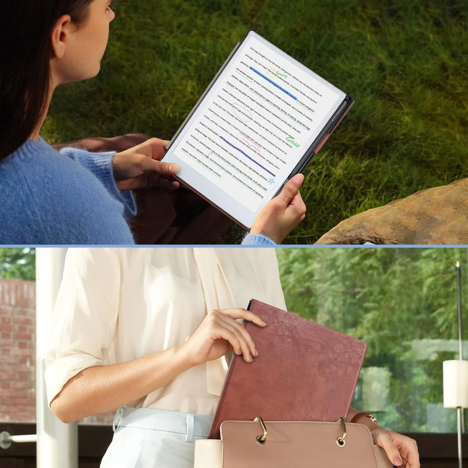 Case for Remarkable Paper Pro Tablet 11.8" (Released in 2024), Hard Back Shell Protective Book Folio Cover with Built-in Pen Holder, with Auto Sleep/Wake Function.