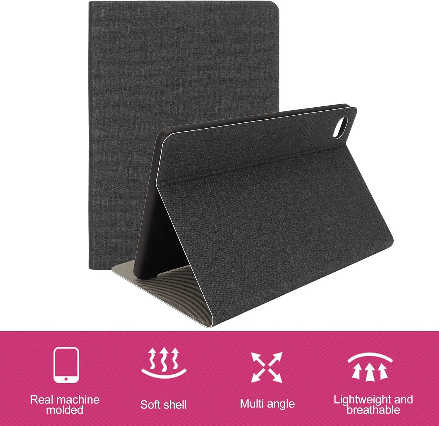 Case for TECLAST M40 Plus, PU Leather Stand Cover Folio Case with Multi Angle Adjustment for Teclast P30S P40HD 10.1 Inch Tablet Case (Black)