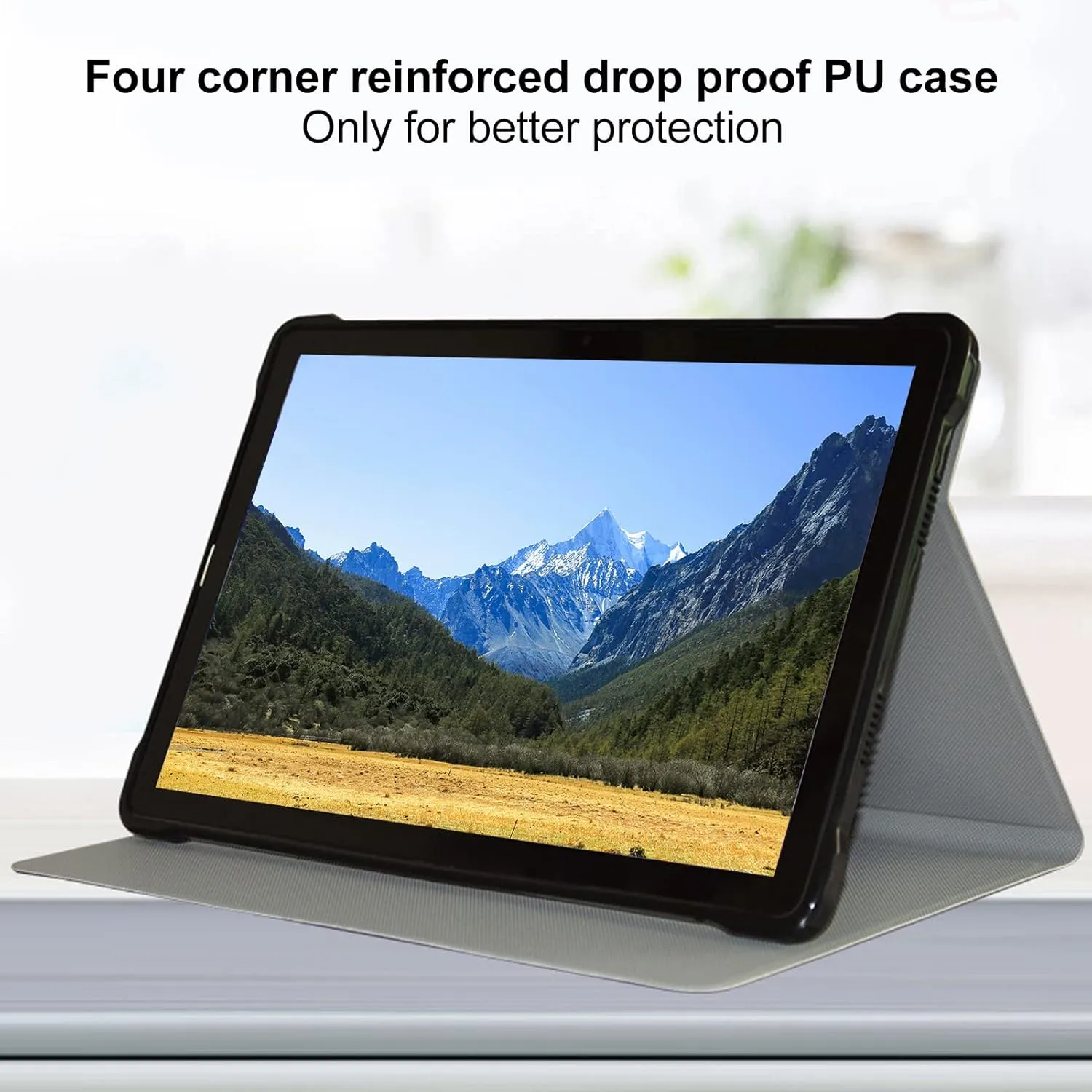 Case for TECLAST M40 Plus, PU Leather Stand Cover Folio Case with Multi Angle Adjustment for Teclast P30S P40HD 10.1 Inch Tablet Case (Black)