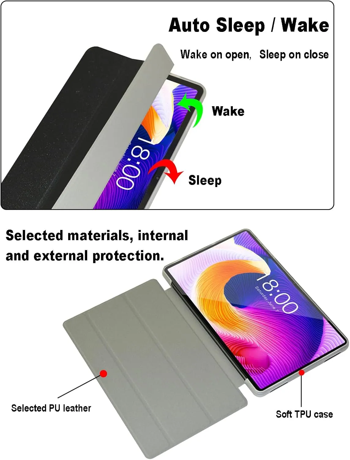 Case for Teclast T45HD, 10.5 inc, Smart Case Cover for Teclast T45HD with Multi-Viewing Angles, Comprehensive Protection. (Silver)