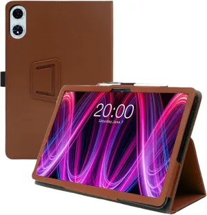 Case for TECLAST T60 Plus Tablet 12 inch Android 14 Tablets 2024 Upgraded Version,WUNIAK Premium Leather Business Folio Stand Cover with Hand Strap for Table,Brown.
