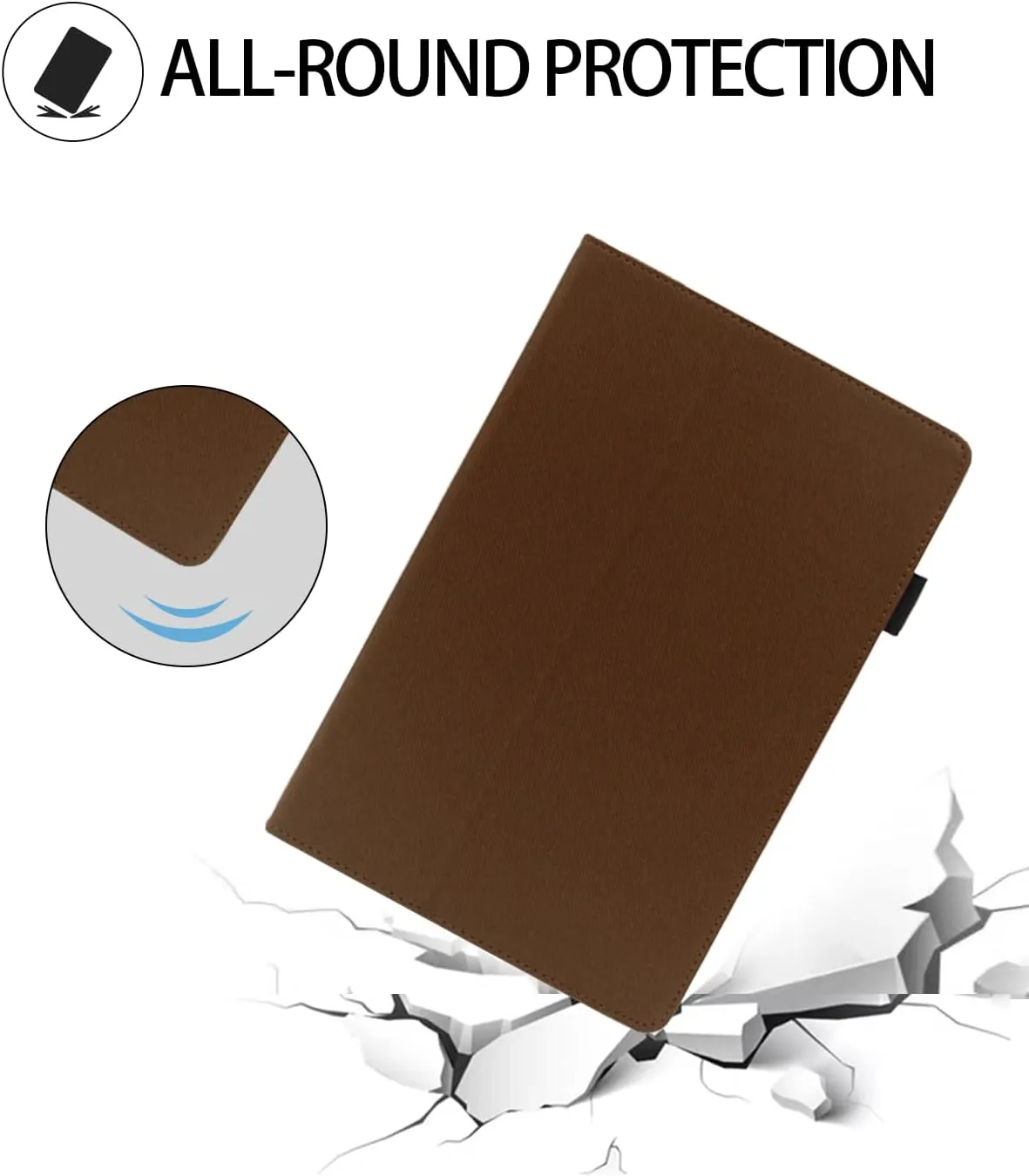 Case for TECLAST T60 Plus Tablet 12 inch Android 14 Tablets 2024 Upgraded Version,WUNIAK Premium Leather Business Folio Stand Cover with Hand Strap for Table,Brown.