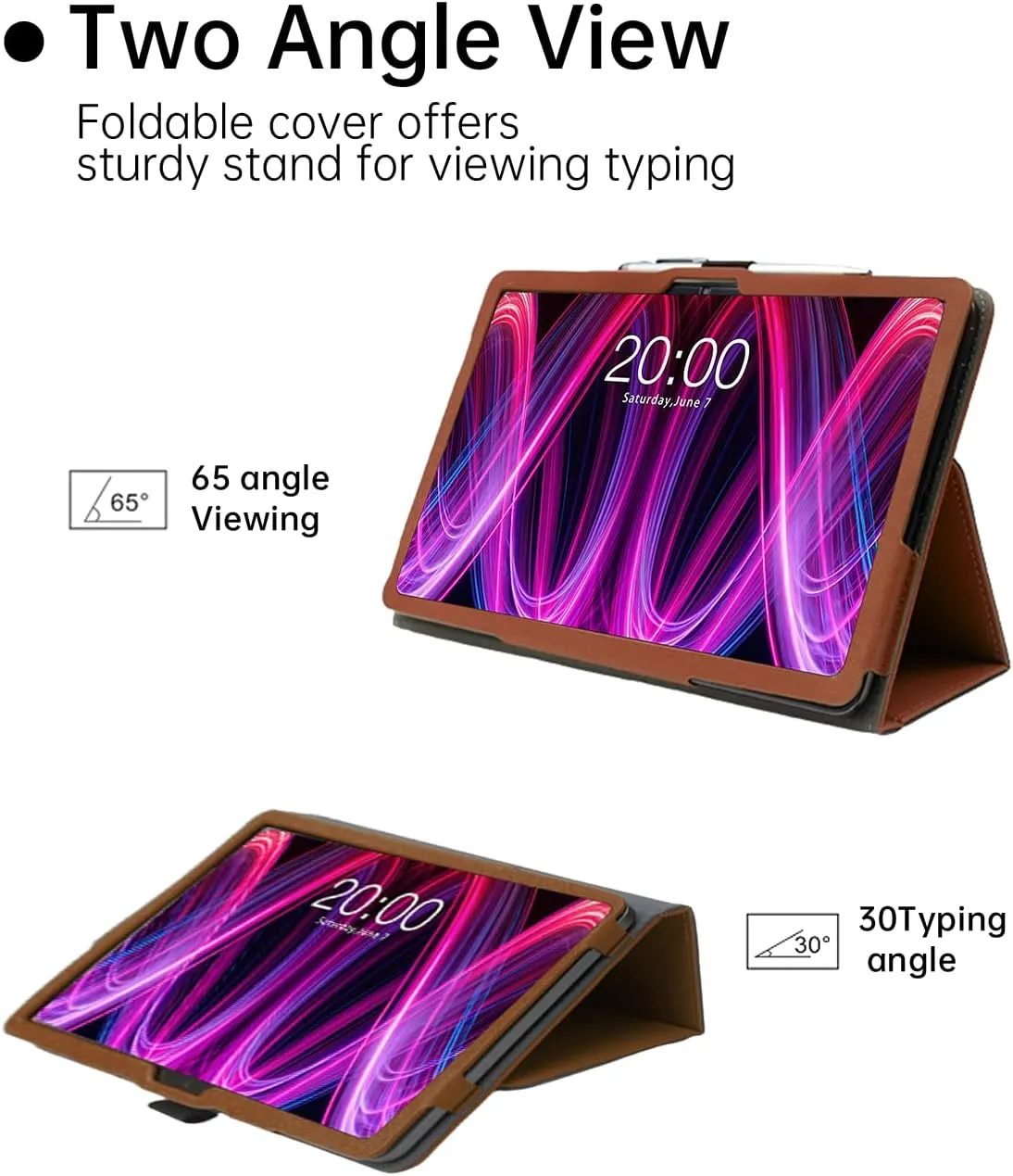 Case for TECLAST T60 Plus Tablet 12 inch Android 14 Tablets 2024 Upgraded Version,WUNIAK Premium Leather Business Folio Stand Cover with Hand Strap for Table,Brown.