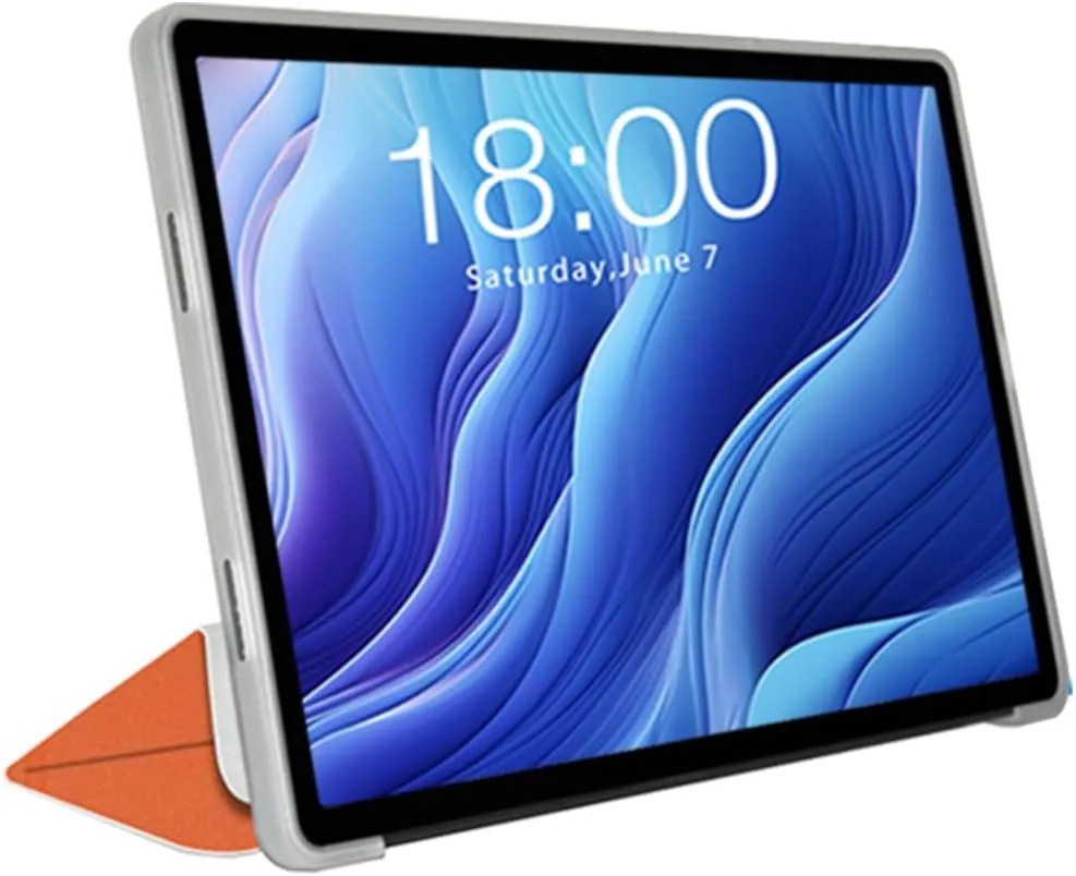 Case for TECLAST T60 Tablet 12 inch Android 14 Tablets, Ultra Slim PU Leather Folding Protective Cover Case with Auto Wake/Sleep Trifold Stand Soft TPU Back Shell for TECLAST T60, Orange