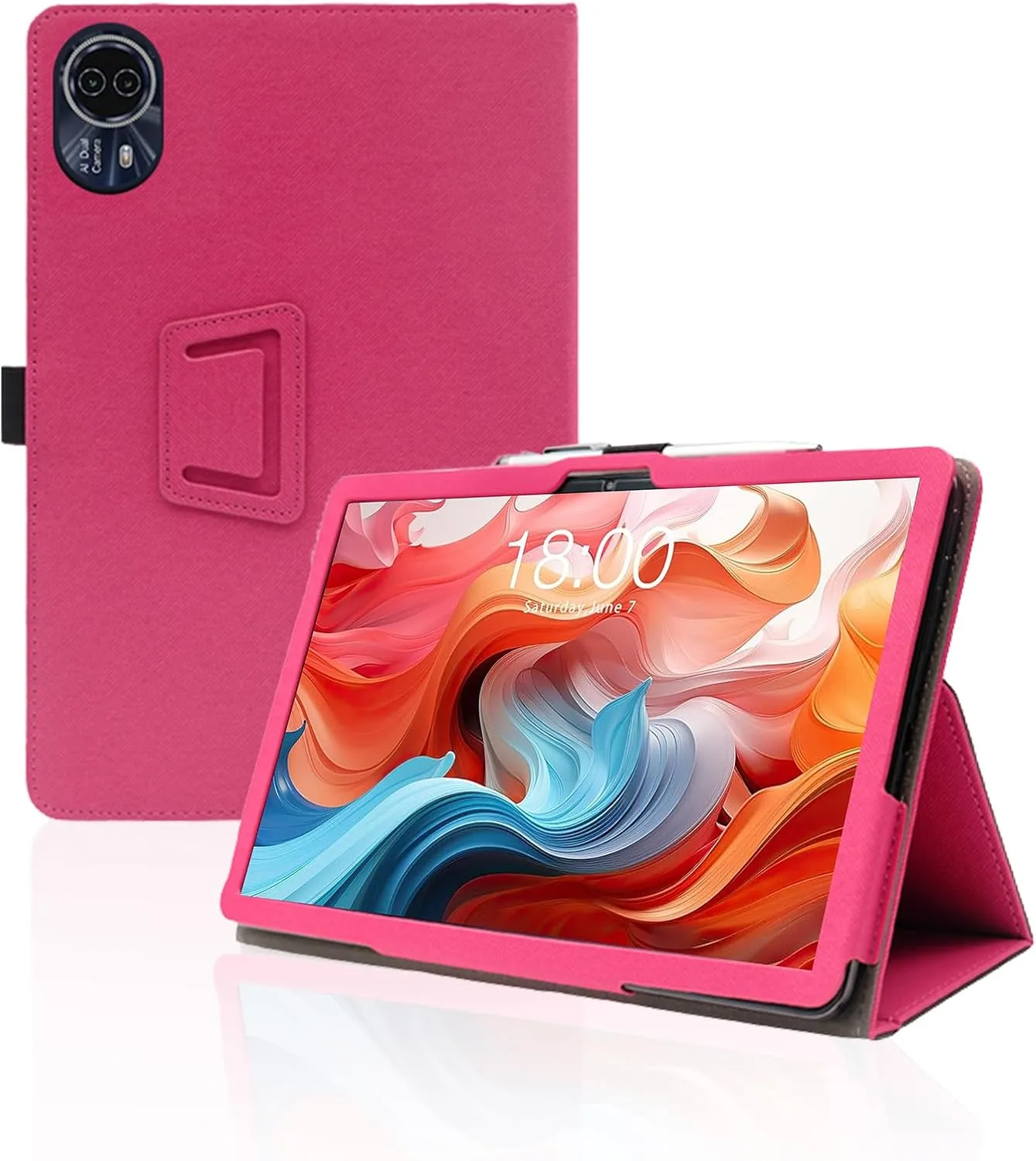 Case for TECLAST T65Max Tablet 13 Inch,Folding Stand Protective,BOVUGAC Case Cover with Pencil Holder,Wrist Strap,Full Protection,Premium PU,Scratch Resistant(Rose Red)