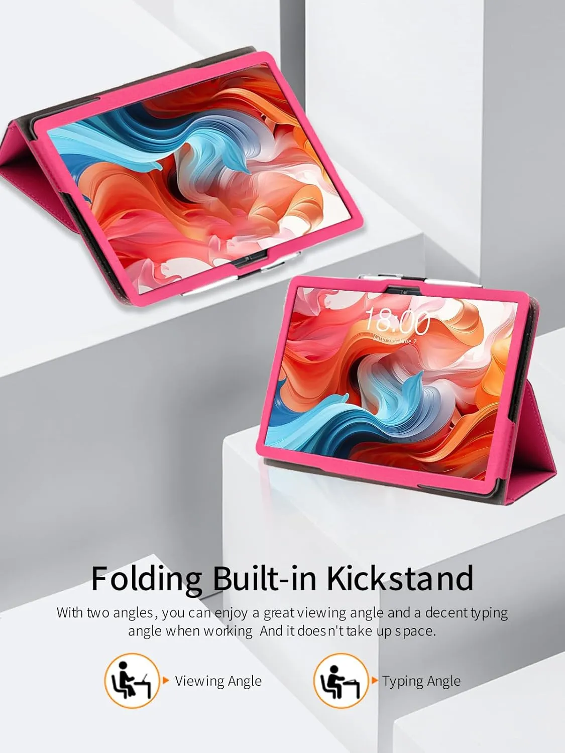 Case for TECLAST T65Max Tablet 13 Inch,Folding Stand Protective,BOVUGAC Case Cover with Pencil Holder,Wrist Strap,Full Protection,Premium PU,Scratch Resistant(Rose Red)