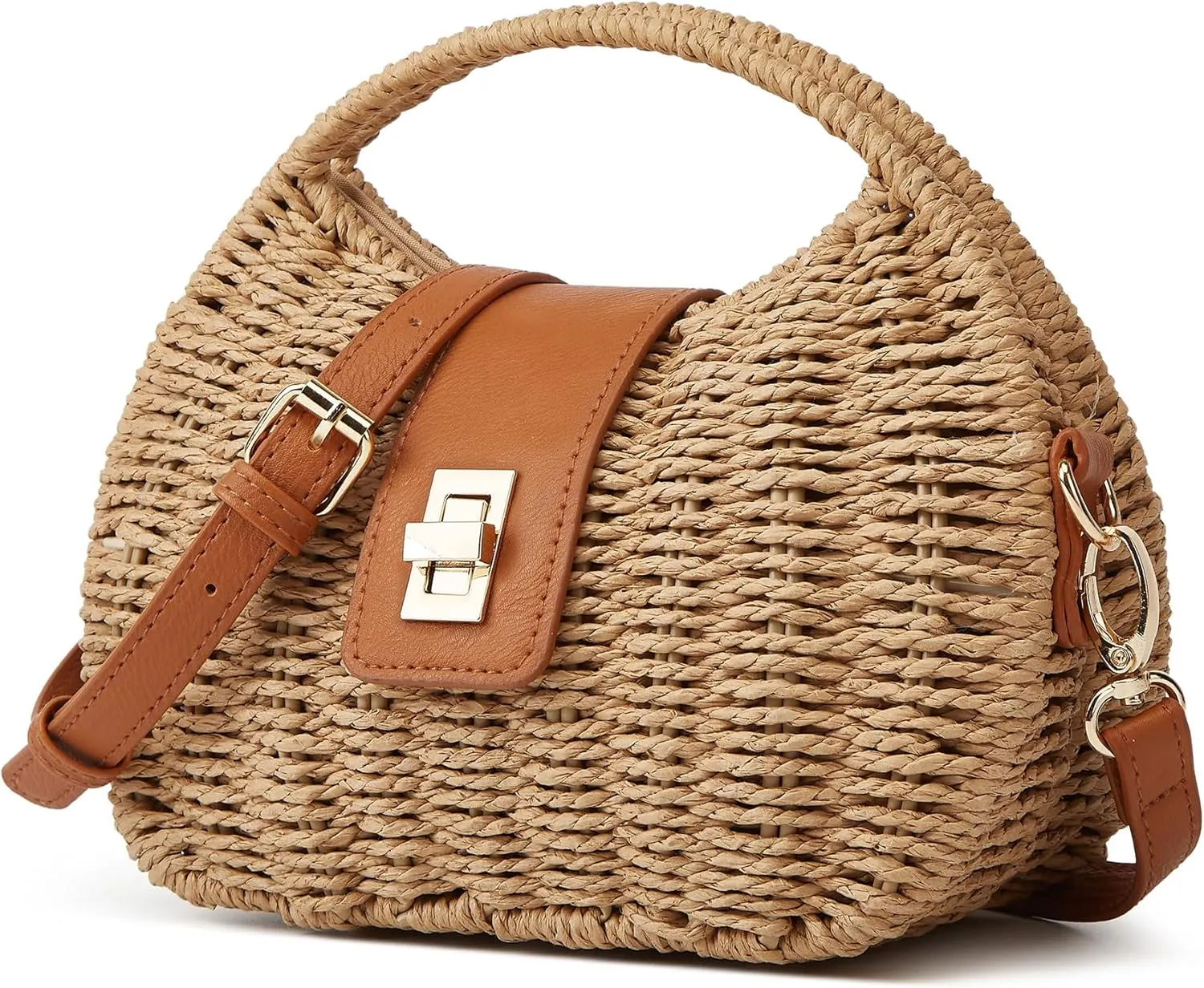 Casual Straw Beach Bags For Women Dumpling Bag Rattan Purses Summer Straw Crossbody Woven Handbag Purse Shoulder Bag Travel