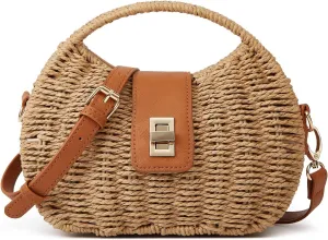 Casual Straw Beach Bags For Women Dumpling Bag Rattan Purses Summer Straw Crossbody Woven Handbag Purse Shoulder Bag Travel