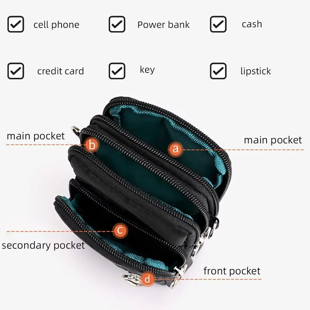 Cell Phone Bag Water Resistant Crossbody Travel Purse Sport Arm Bag Wallet Mini Shoulder Handbag with Adjustable Strap