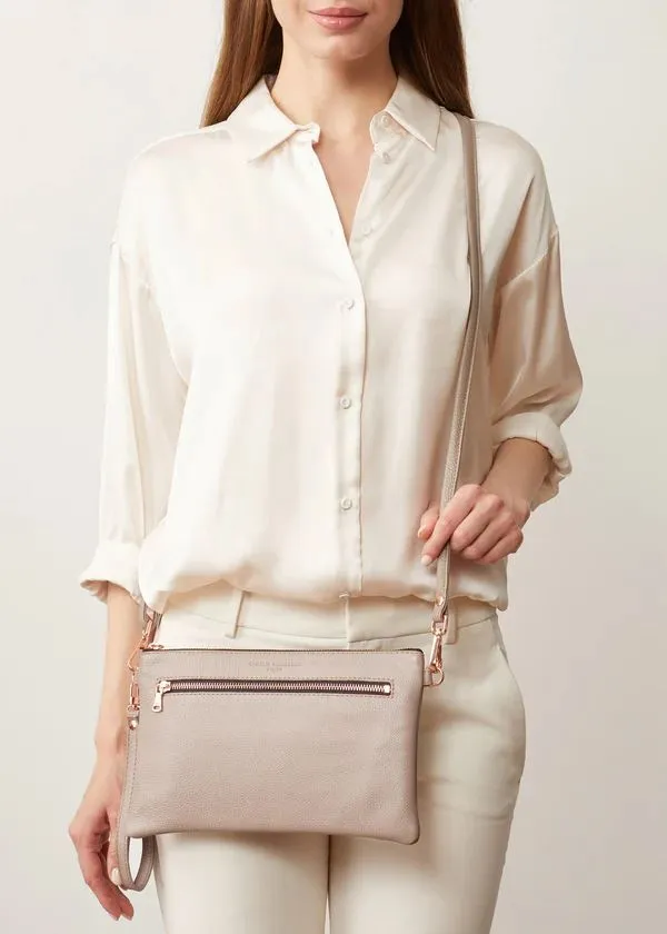 CHARLIE MIDDLETON Taupe Dual Zip Crossbody Bag - Rose