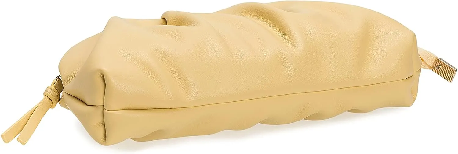 CHARMING TAILOR Chic Soft Vegan Leather Clutch Bag Dressy Pleated PU Evening Purse for Women