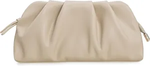 CHARMING TAILOR Chic Soft Vegan Leather Clutch Bag Dressy Pleated PU Evening Purse for Women