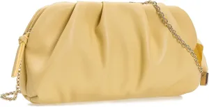 CHARMING TAILOR Chic Soft Vegan Leather Clutch Bag Dressy Pleated PU Evening Purse for Women