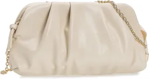 CHARMING TAILOR Chic Soft Vegan Leather Clutch Bag Dressy Pleated PU Evening Purse for Women