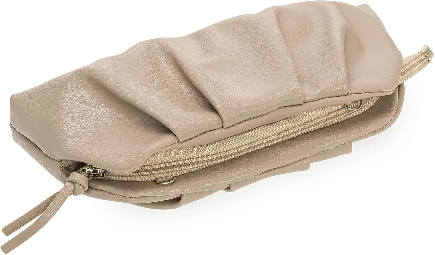 CHARMING TAILOR Chic Soft Vegan Leather Clutch Bag Dressy Pleated PU Evening Purse for Women