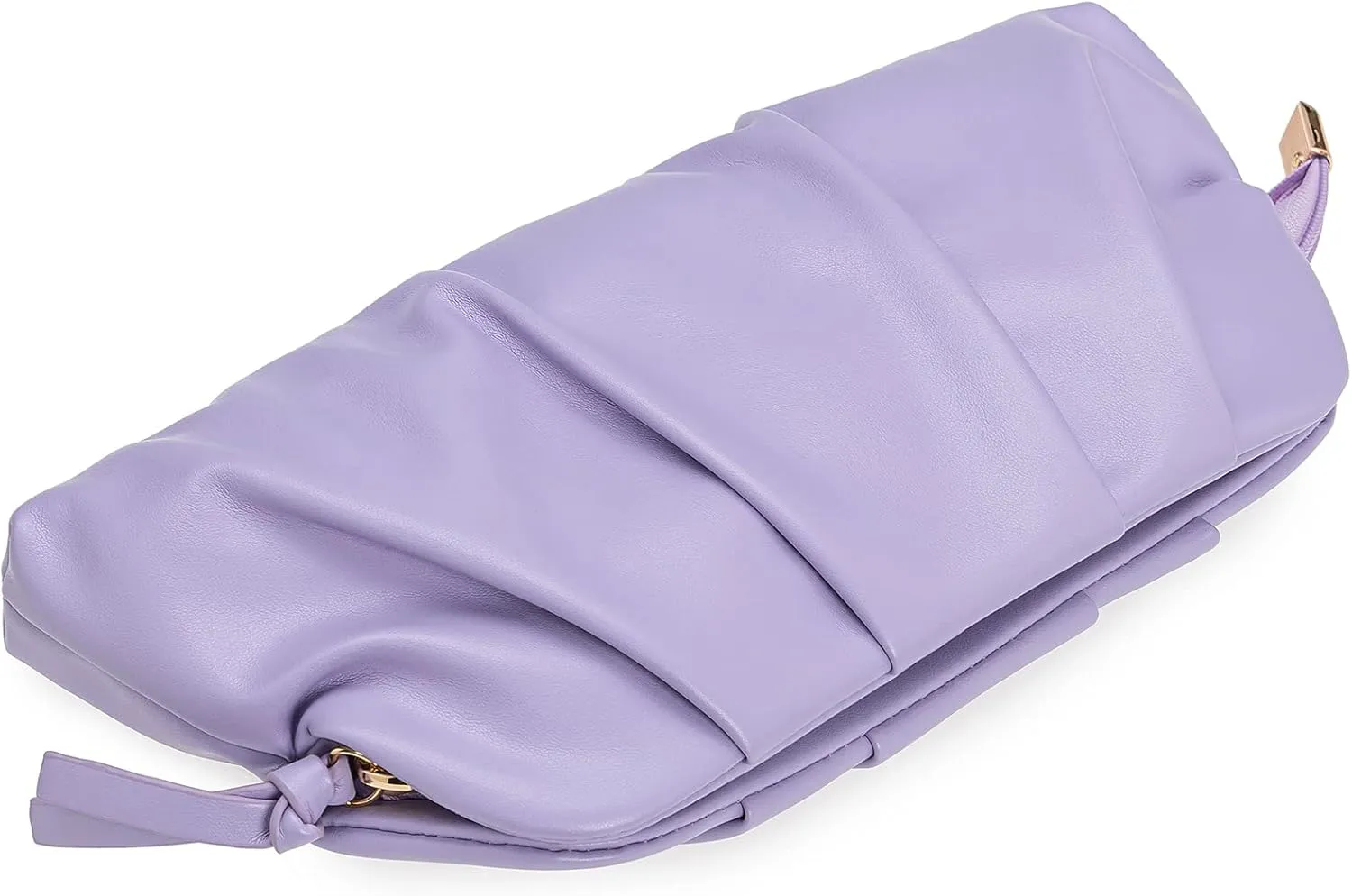CHARMING TAILOR Chic Soft Vegan Leather Clutch Bag Dressy Pleated PU Evening Purse for Women