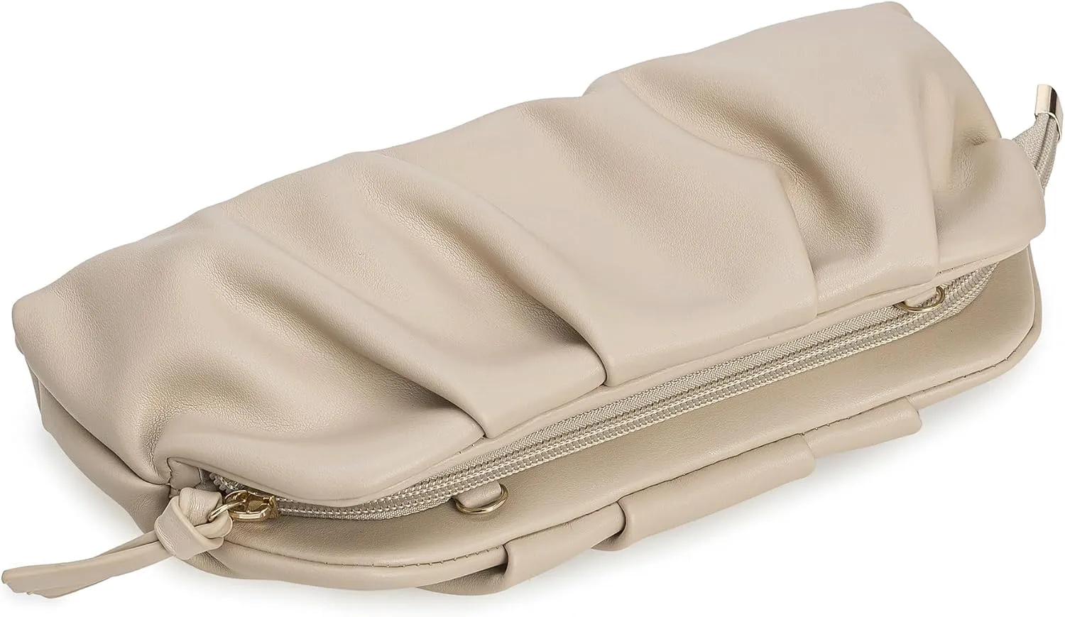 CHARMING TAILOR Chic Soft Vegan Leather Clutch Bag Dressy Pleated PU Evening Purse for Women