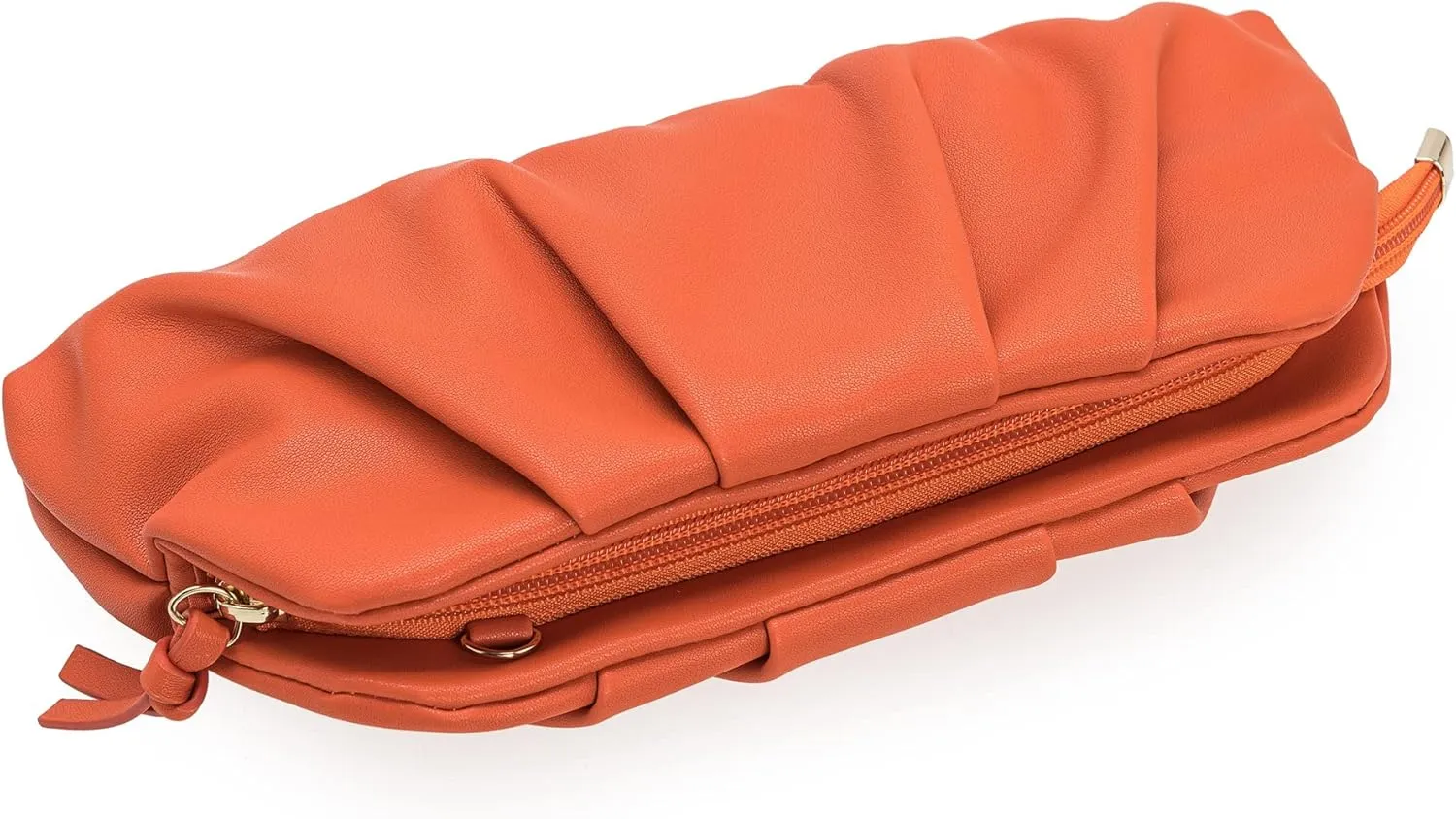 CHARMING TAILOR Chic Soft Vegan Leather Clutch Bag Dressy Pleated PU Evening Purse for Women