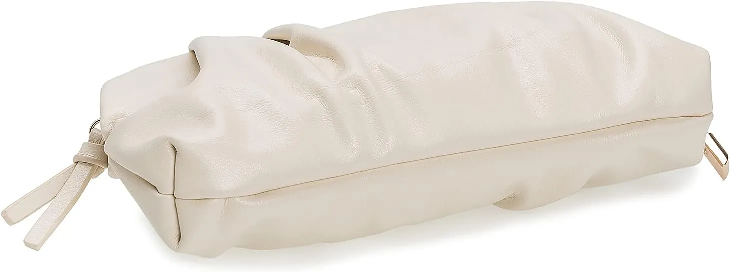CHARMING TAILOR Chic Soft Vegan Leather Clutch Bag Dressy Pleated PU Evening Purse for Women