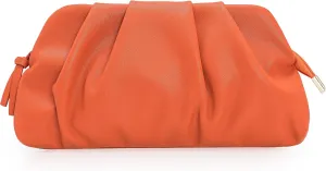 CHARMING TAILOR Chic Soft Vegan Leather Clutch Bag Dressy Pleated PU Evening Purse for Women