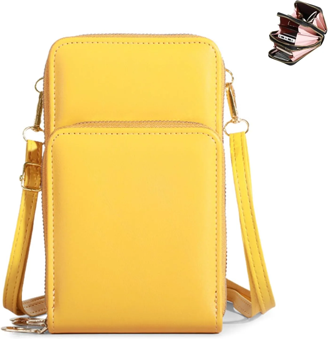 Cherishon Leather Small Crossbody Bag, Leather Small Crossbody Bag/Mini Messenger Shoulder Handbag, Mobile Phone Wallet