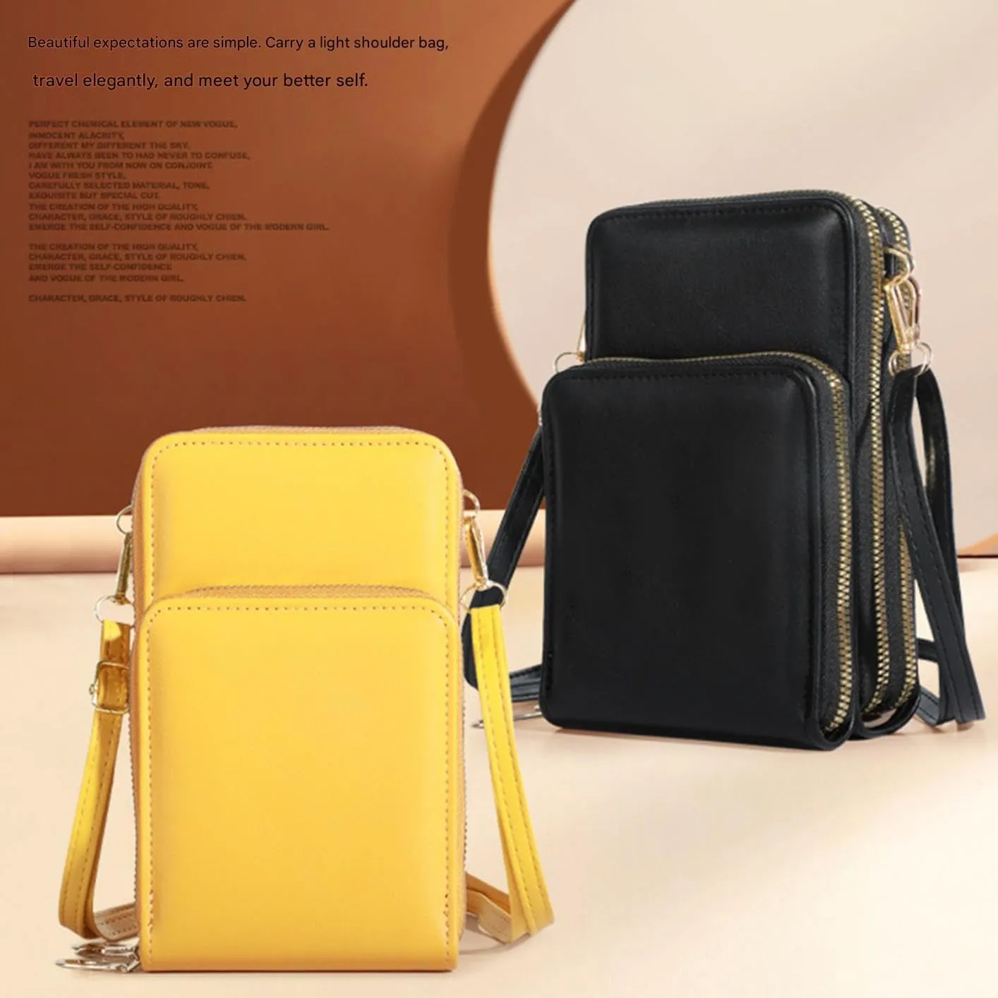 Cherishon Leather Small Crossbody Bag, Leather Small Crossbody Bag/Mini Messenger Shoulder Handbag, Mobile Phone Wallet