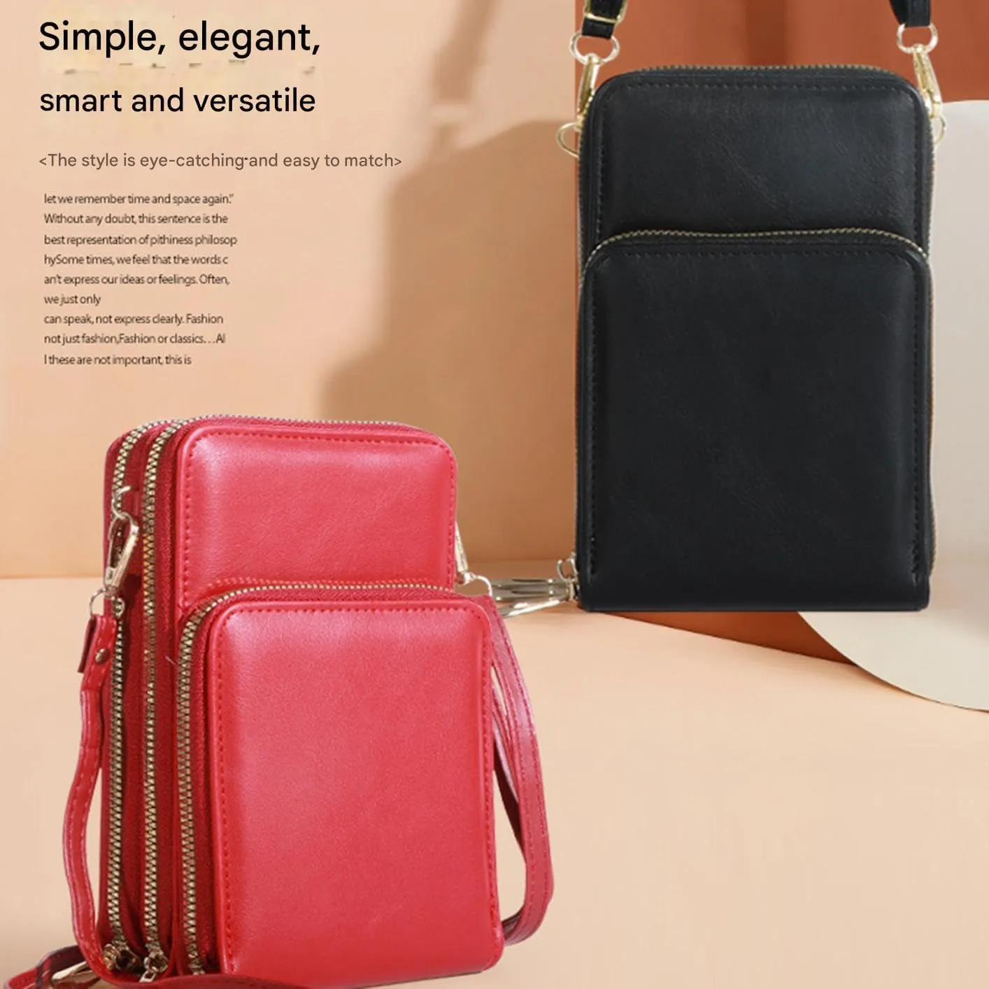 Cherishon Leather Small Crossbody Bag, Leather Small Crossbody Bag/Mini Messenger Shoulder Handbag, Mobile Phone Wallet