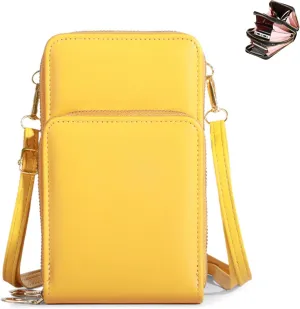 Cherishon Leather Small Crossbody Bag, Leather Small Crossbody Bag/Mini Messenger Shoulder Handbag, Mobile Phone Wallet