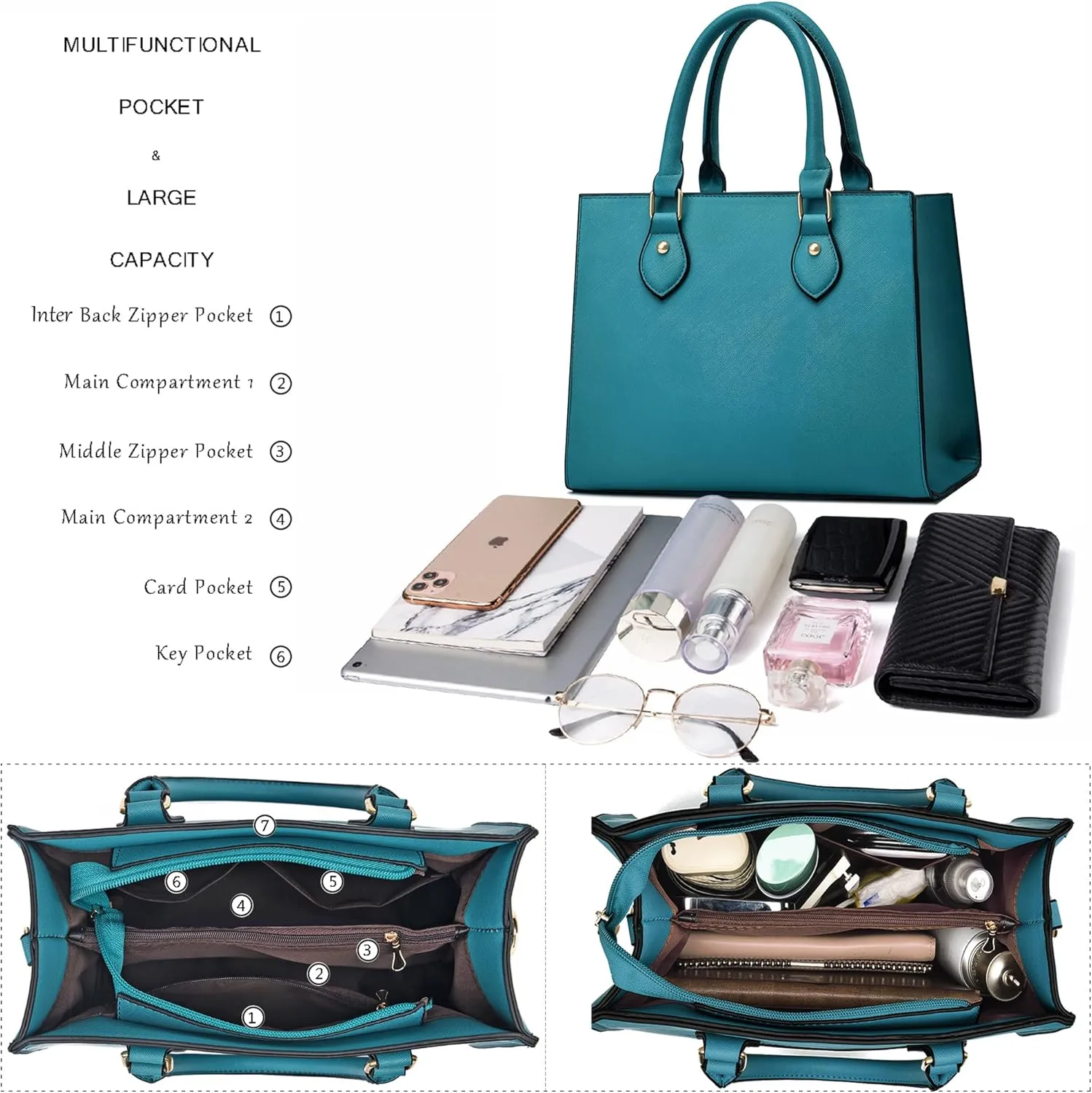 CHICAROUSAL Crossbody Purses and Handbags for Women PU Leather Tote Top Handle Satchel Shoulder Bags
