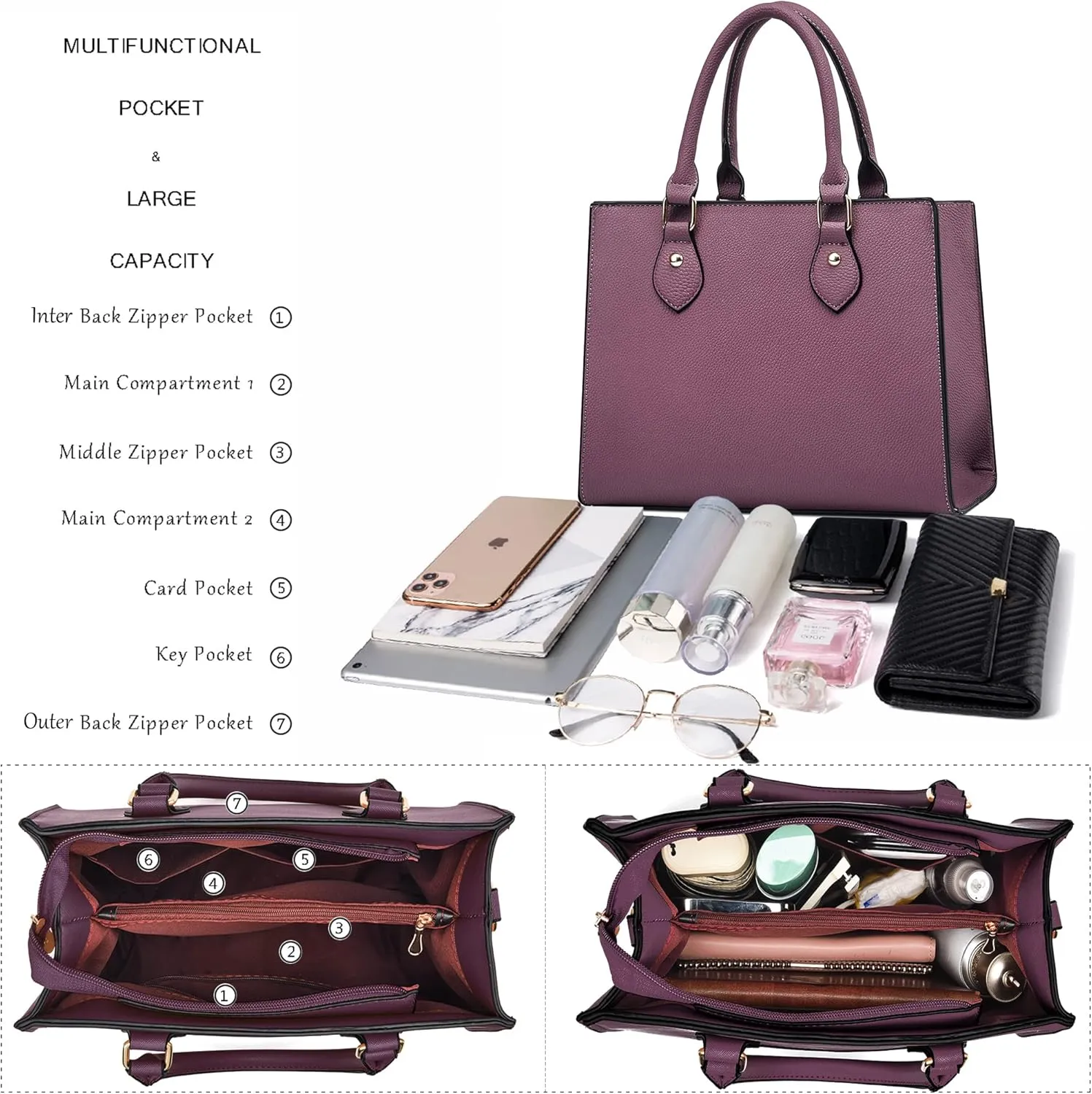 CHICAROUSAL Crossbody Purses and Handbags for Women PU Leather Tote Top Handle Satchel Shoulder Bags