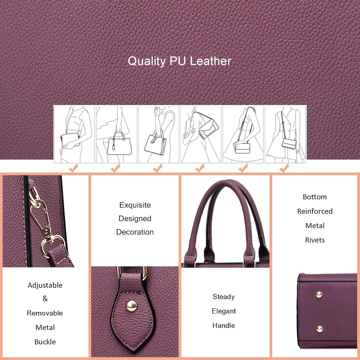 CHICAROUSAL Crossbody Purses and Handbags for Women PU Leather Tote Top Handle Satchel Shoulder Bags
