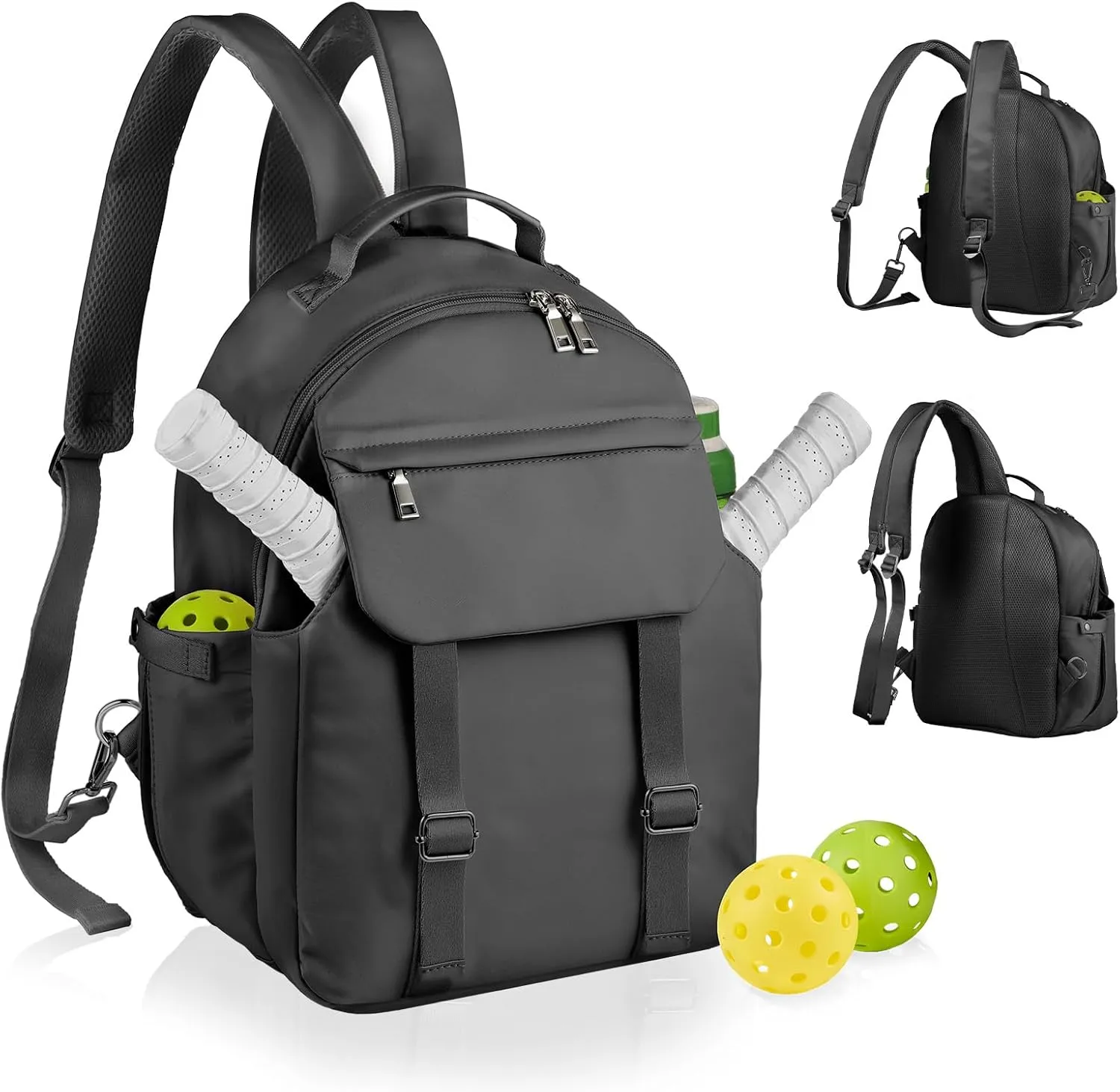 CHICECO Pickleball Backpack for Women, Pickleball Sling Bag,Waterpoof Nylon Pickleball Bag for Women Holds 2 Paddles (Black)