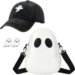 Chuarry Strawberry Costume Accessories Ghost Crossbody Purse Bag Hat Earrings for Women Halloween Cosplay