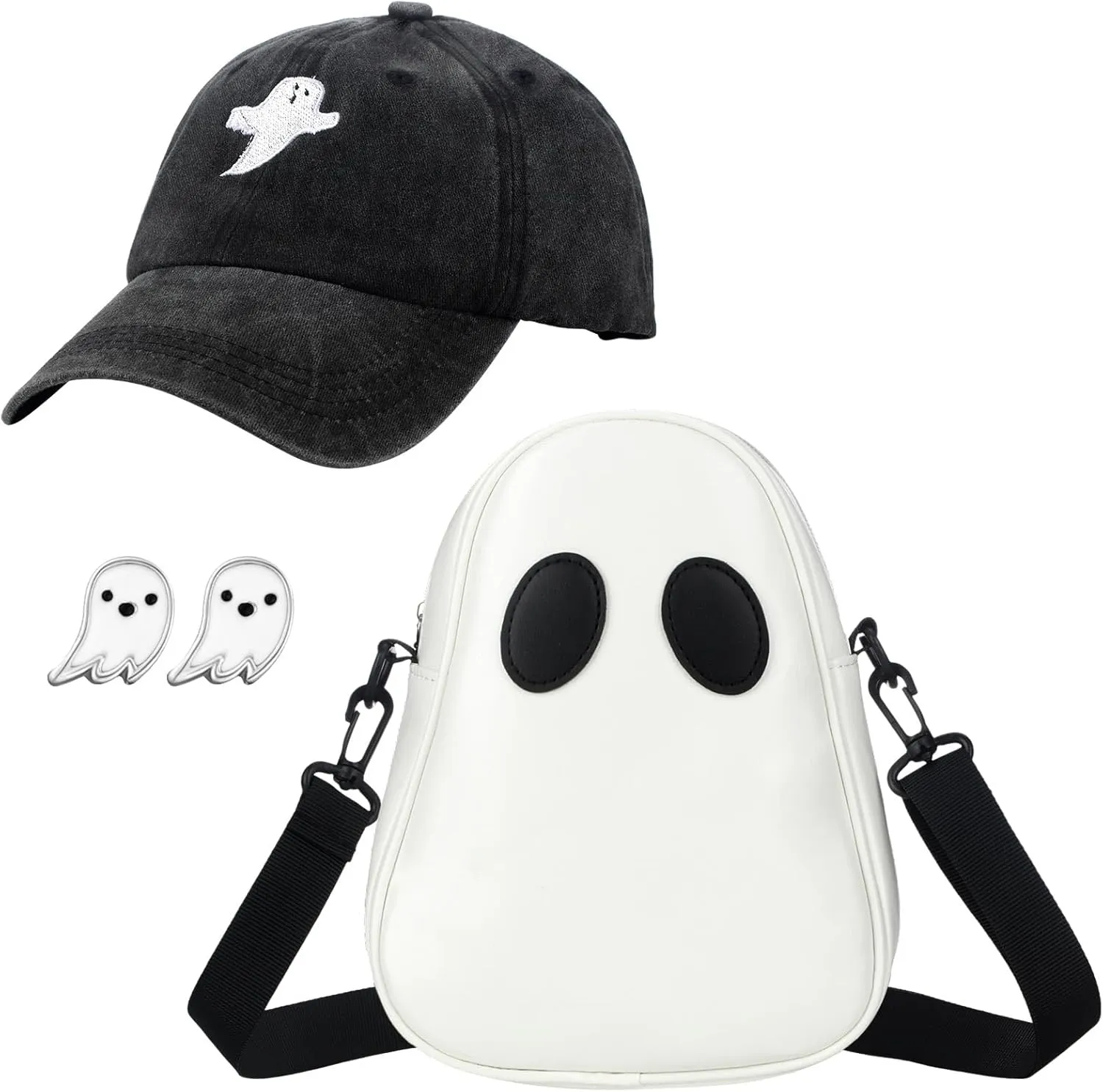 Chuarry Strawberry Costume Accessories Ghost Crossbody Purse Bag Hat Earrings for Women Halloween Cosplay
