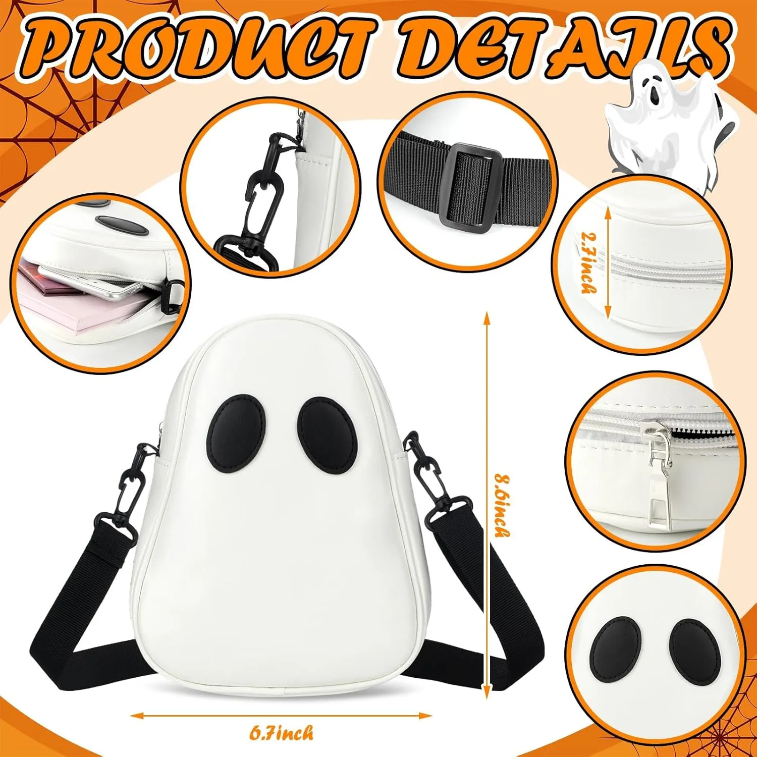 Chuarry Strawberry Costume Accessories Ghost Crossbody Purse Bag Hat Earrings for Women Halloween Cosplay