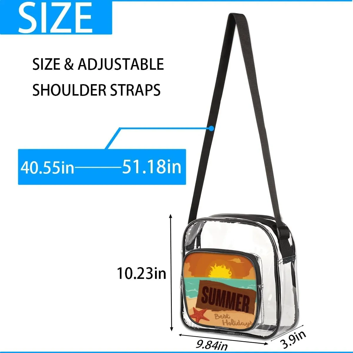 Clear Crossbody Bag Stadium Approved for Women and Men Transparent Messenger Shoulder Bag Clear Purse Bag